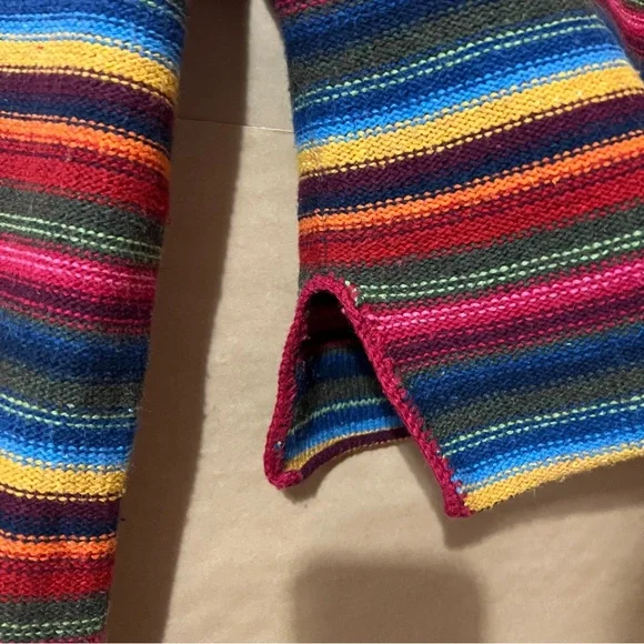 Vintage Abercrombie Stripe Tie Neck Sweater Flare Sleeve Cotton Wool Y2K Size L - Picture 7 of 14